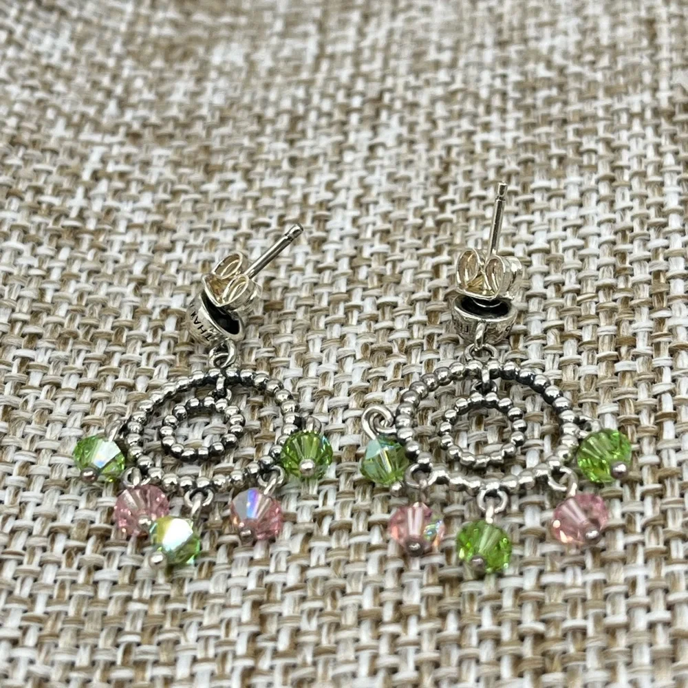 ElyseRyan Sterling Silver Crystal Drop Earrings 925 with Original Box and Cert